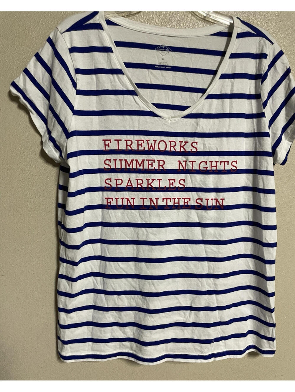 st johns bay July 4th Xl Tshirt Short Sleeve Red White Blue Striped